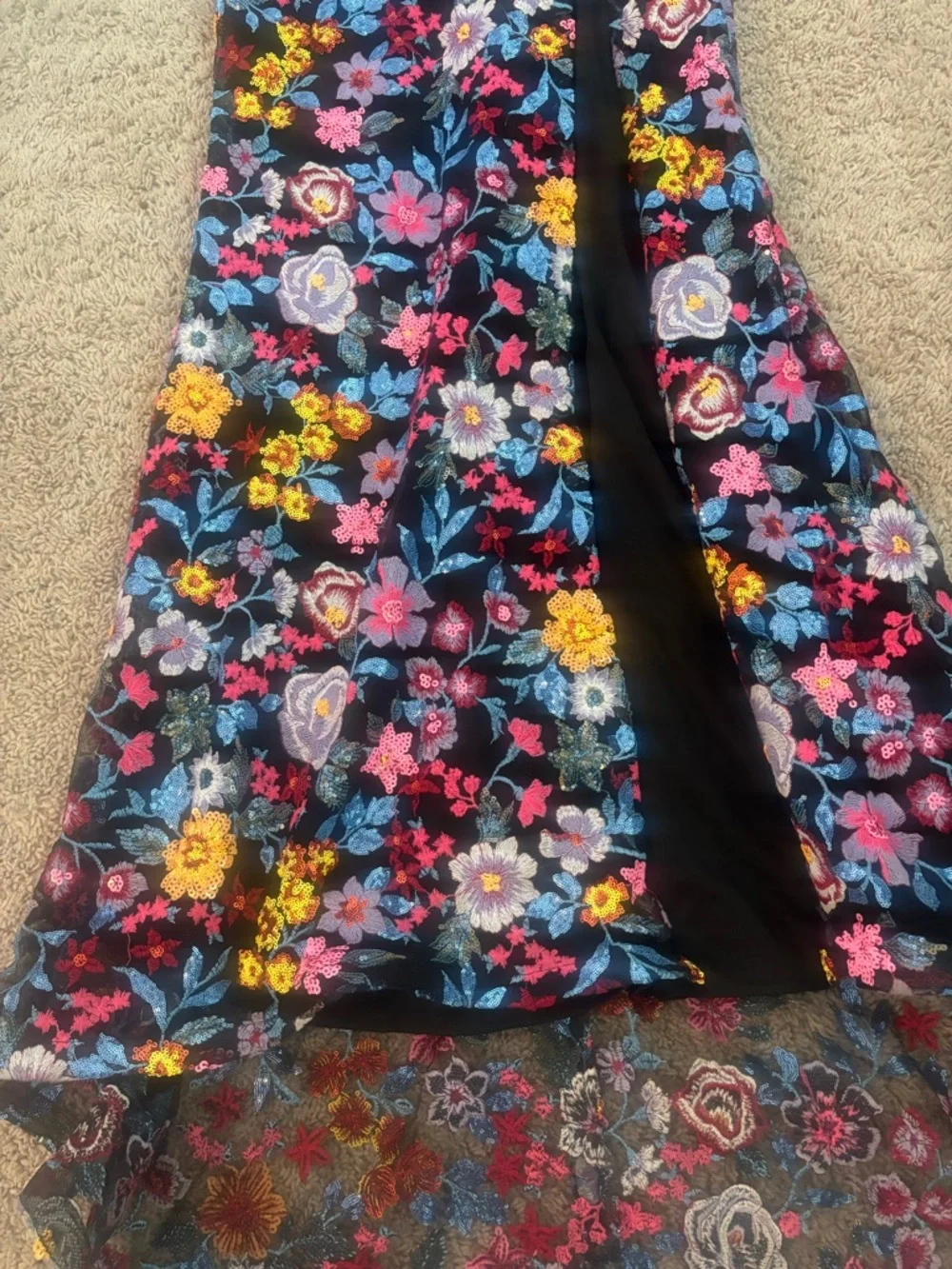 Floral Embroidered Black Evening Gown/prom dress - Picture 4 of 8